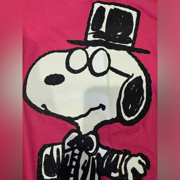 Mighty Fine Peanuts Snoopy in Tuxedo and Top Hat Pink T-Shirt Size M Runs Small - Picture 10 of 16